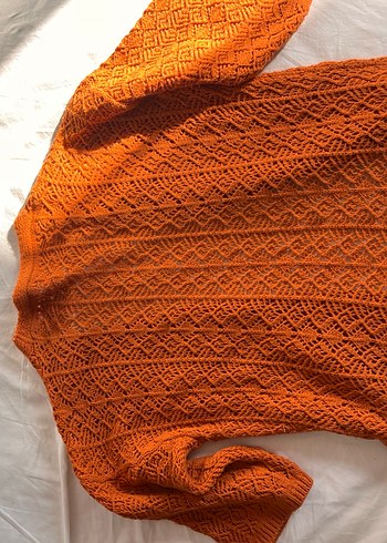 Kahverengi V Yaka yarım Kollu Örgü Hırka - Görsel 3