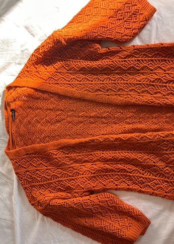 Kahverengi V Yaka yarım Kollu Örgü Hırka - Görsel 2