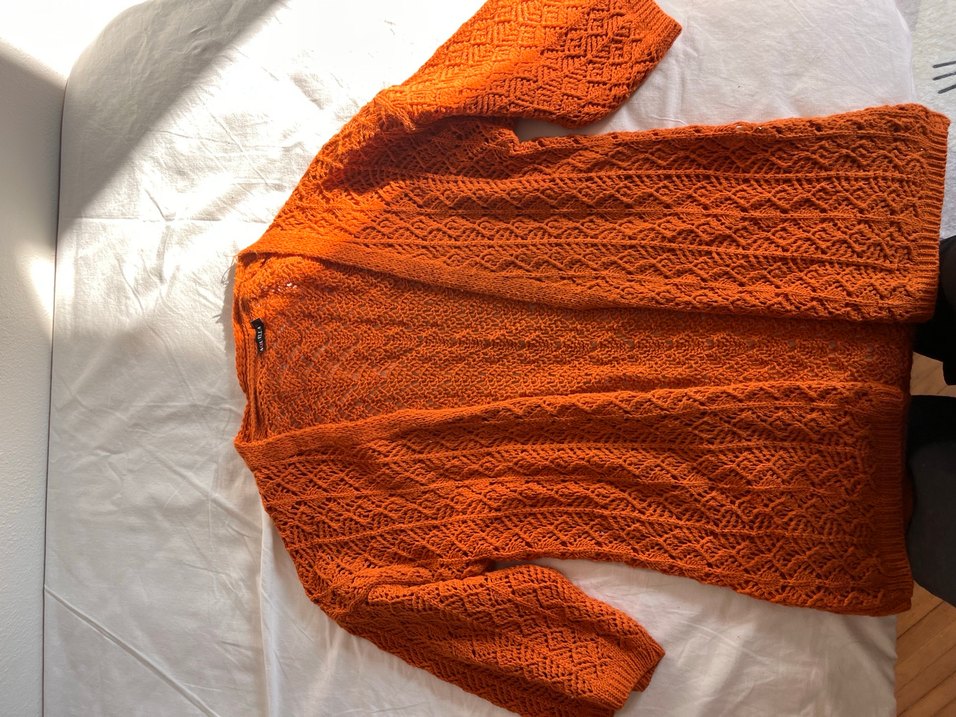 Kahverengi V Yaka yarım Kollu Örgü Hırka - Görsel 2