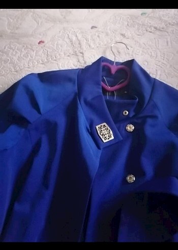 Düğmeli Uzun Kollu Mavi Kadın Ceket