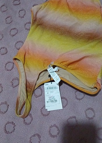 Pastel Renkli Tek Omuzlu Bağlama Desenli Mayo - Görsel 4