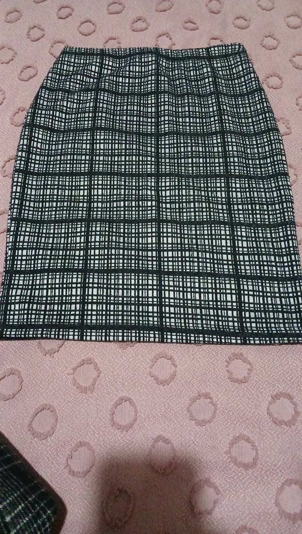 Gri Siyah Ekose Midi Pilili Kadın Etek - Görsel 2