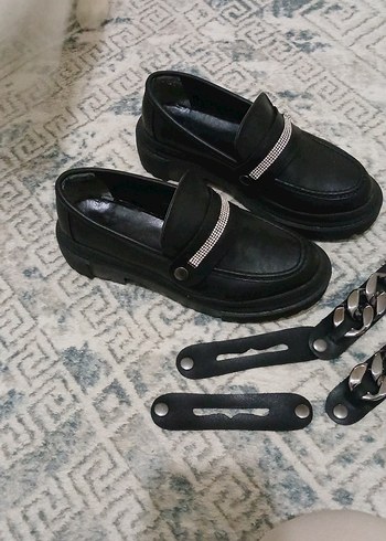 Siyah Platform Topuklu Tokalı Kadın Loafer - Görsel 4