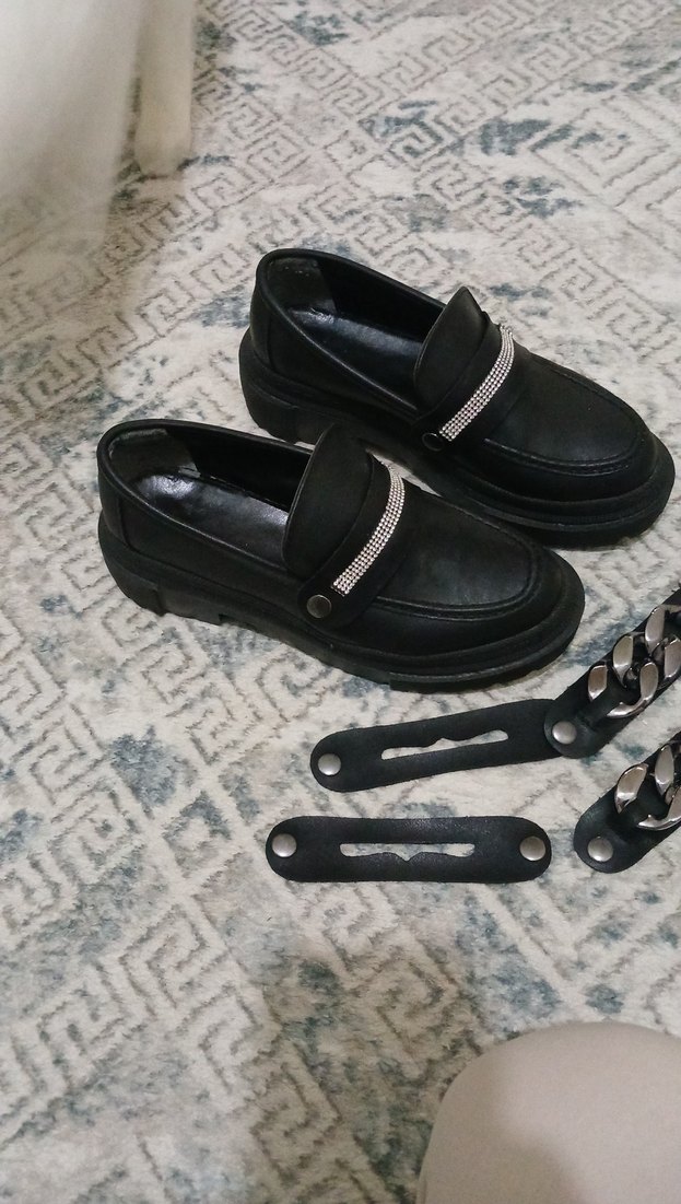 Siyah Platform Topuklu Tokalı Kadın Loafer - Görsel 4