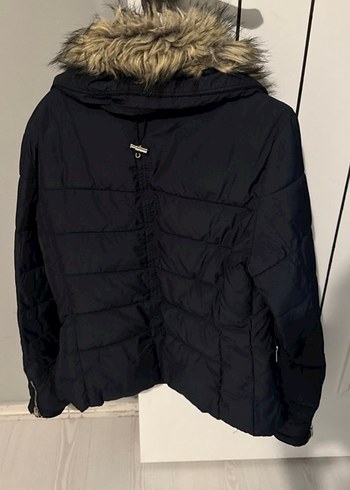 Kürklü lacivert Kadın Kışlık Mont - Görsel 3