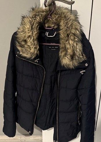 Kürklü lacivert Kadın Kışlık Mont - Görsel 2