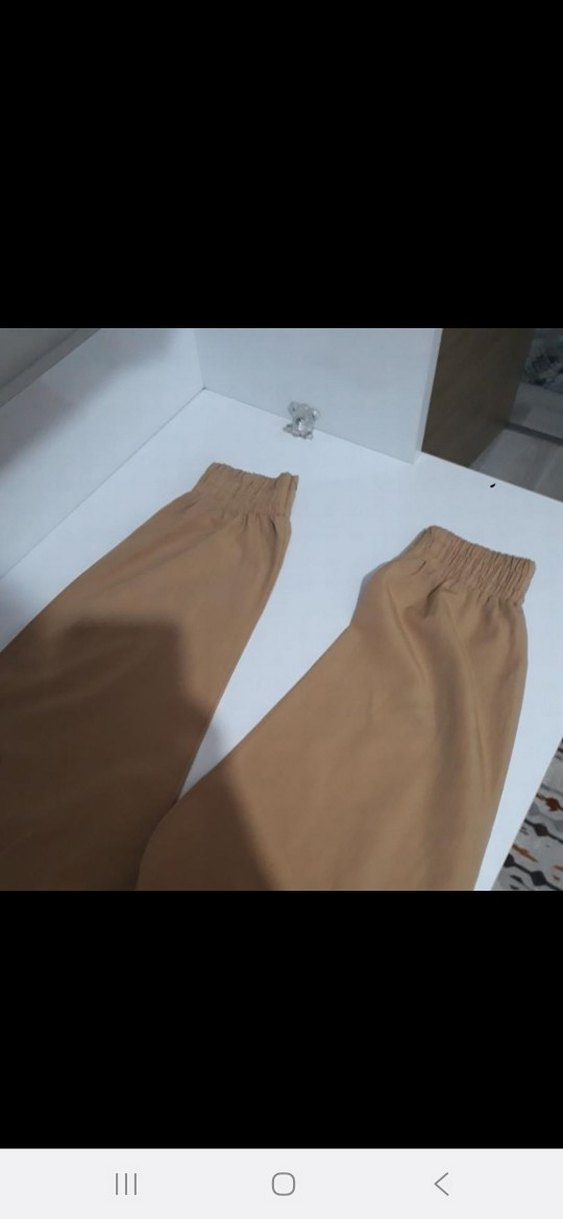 Bej Rahat Kesim Kadın Kumaş Pantolon - Görsel 2