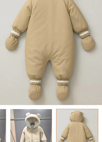 Kürklü Bej Bebek Tulum astronot tulum mont tulum - Görsel 4