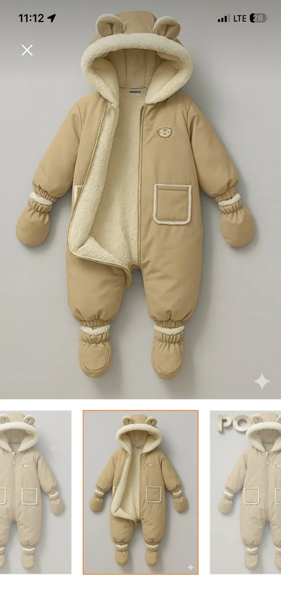 Kürklü Bej Bebek Tulum astronot tulum mont tulum - Görsel 2