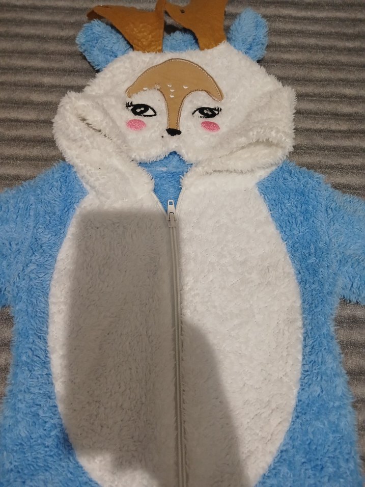 Mavi Peluş Bebek Tulumu, Kürklü - Görsel 3