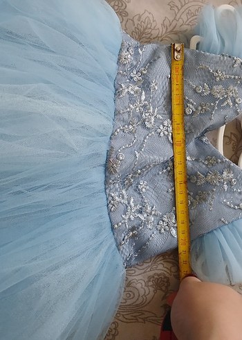 18-24 Ay Beden mavi Renk Mavi Nakışlı Kız Çocuk Elbise