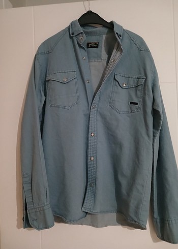 Gri Erkek Denim Gömlek Uzun Kollu - Görsel 3