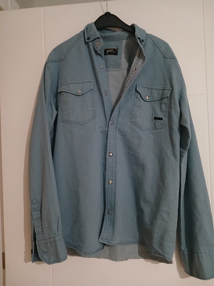 Gri Erkek Denim Gömlek Uzun Kollu - Görsel 3