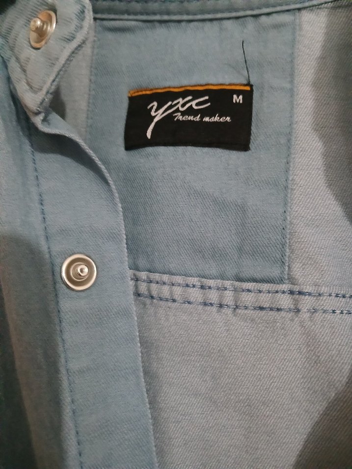 Gri Erkek Denim Gömlek Uzun Kollu - Görsel 2