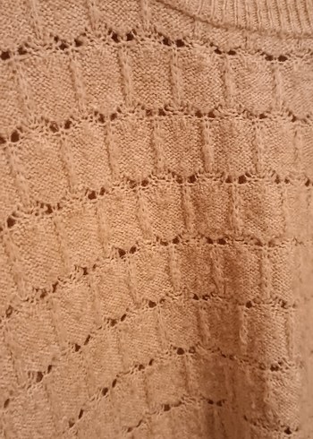 Bej Kadın Triko Kazak, Bisiklet Yaka, Rahat Kesim - Görsel 2