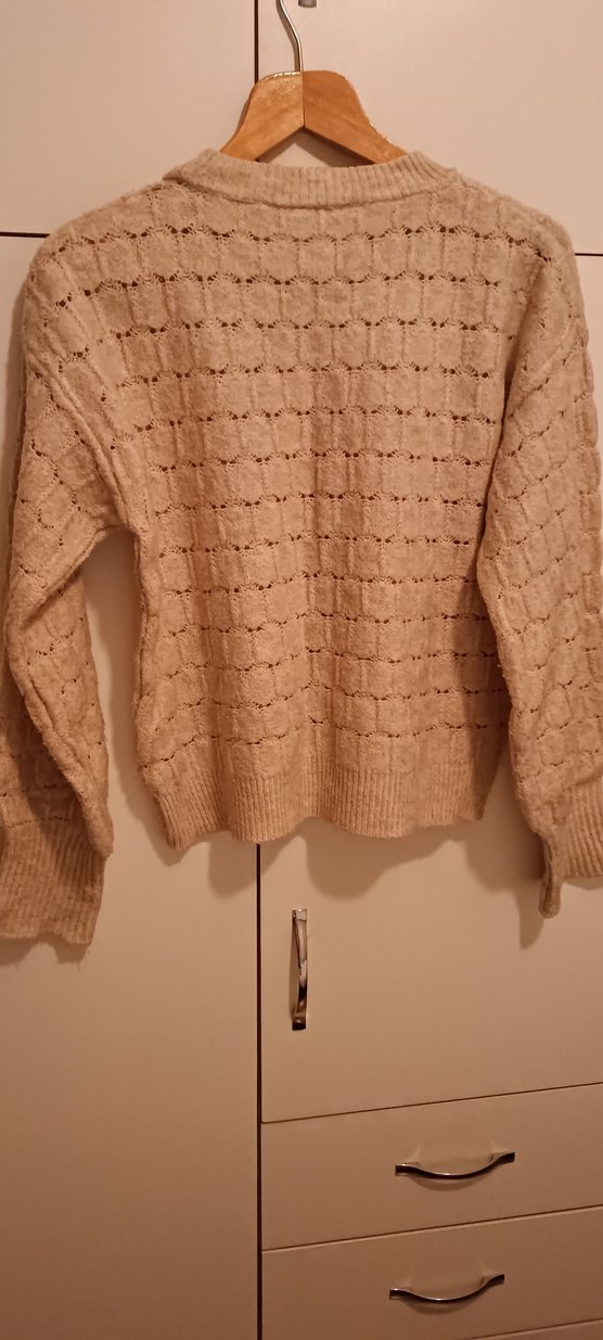 Bej Kadın Triko Kazak, Bisiklet Yaka, Rahat Kesim - Görsel 5