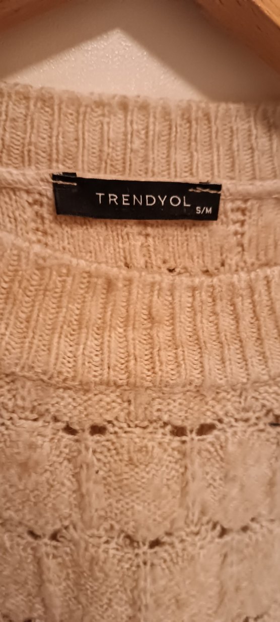 Bej Kadın Triko Kazak, Bisiklet Yaka, Rahat Kesim - Görsel 3