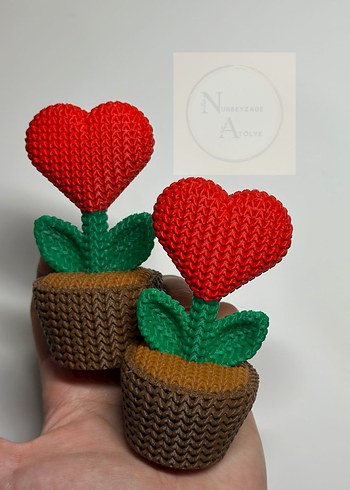 Kalp Şeklinde Örgü Saksı Çiçeği - Görsel 2