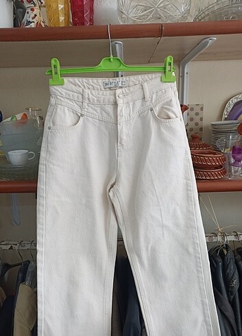 Krem rengi kot pantolon 38 beden 