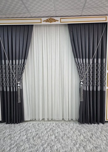 Nakışlı Gri Perde - Görsel 4