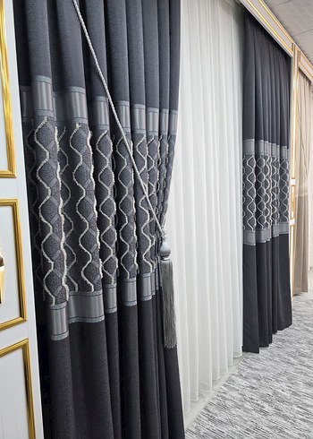 Nakışlı Gri Perde - Görsel 3