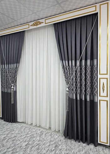 Nakışlı Gri Perde - Görsel 5