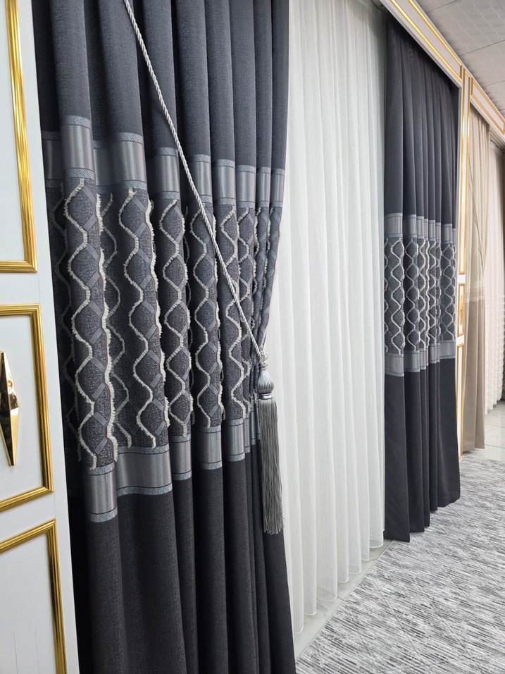 Nakışlı Gri Perde - Görsel 3