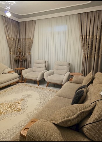 Bej Nakışlı Modern Klasik Perde - Görsel 2