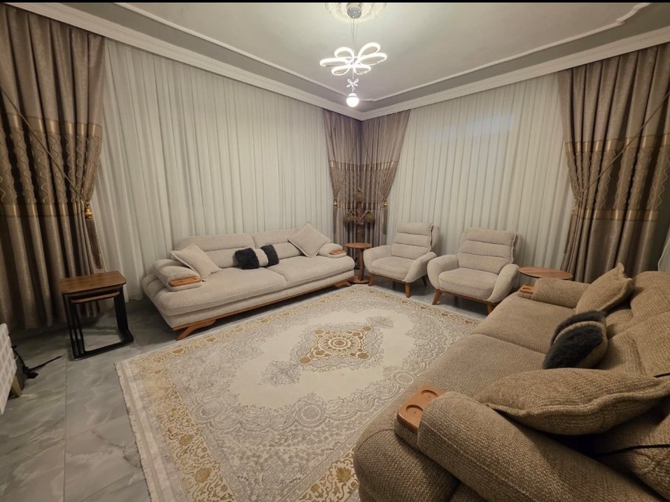 Bej Nakışlı Modern Klasik Perde - Görsel 4