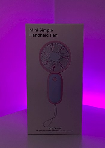 Diğer Şarjlı Mini El Fanı Taşınabilir, Güçlü, Dışı Pembe - İçi Mavi