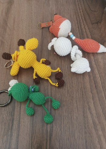 Renkli Örgü Hayvan Anahtarlık Seti - Görsel 3