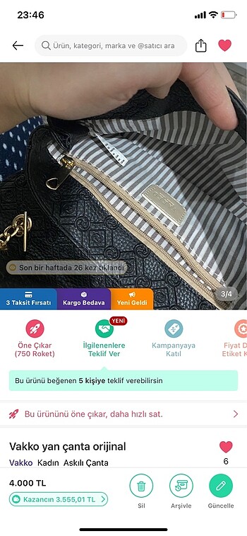 Beden siyah Renk Vakko orjinal çanta