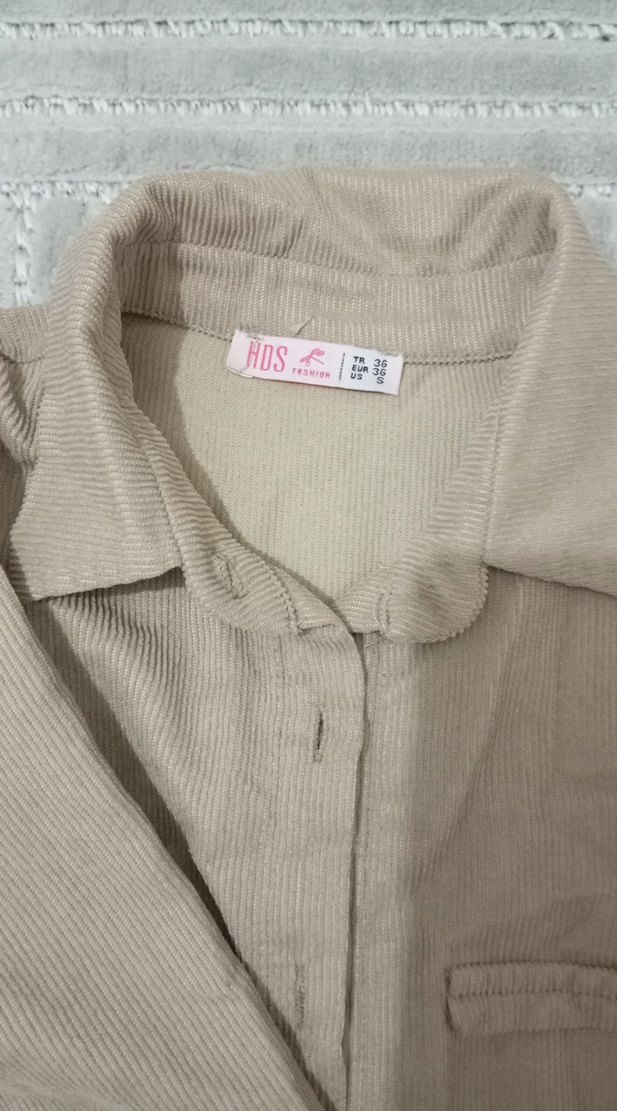 Bej Uzun Kollu Keten Kadın Gömlek - Görsel 3