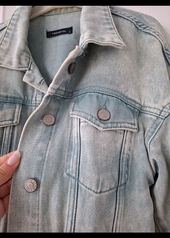 s Beden Kadın Denim Ceket Düğmeli