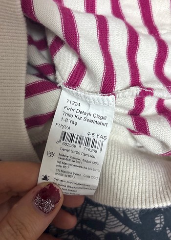 Bordo Çizgili Kız Çocuk Uzun Kollu Tişört - Görsel 2