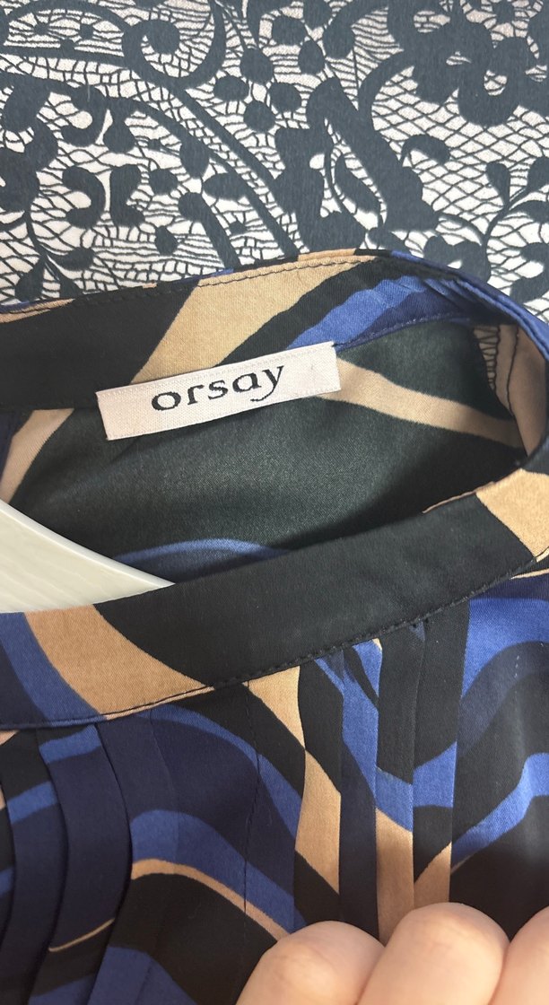 Bohem Uzun Kollu Mavi Desenli Elbise - Görsel 2