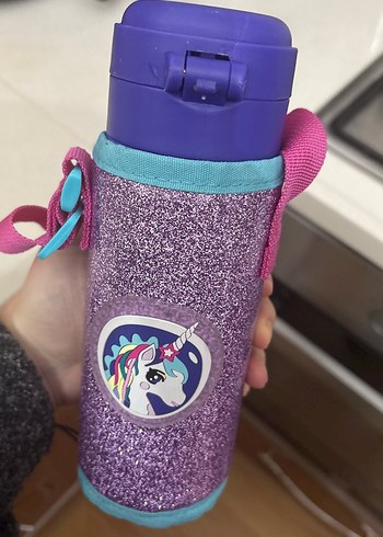 Mor Çocuk Termos Şişesi Unicorn Desenli - Görsel 5