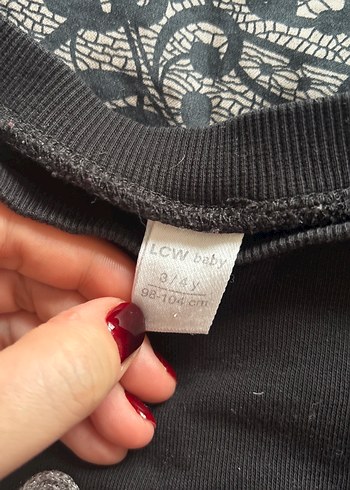 Kız Çocuk Gri Dantel Detaylı Sweatshirt - Görsel 2