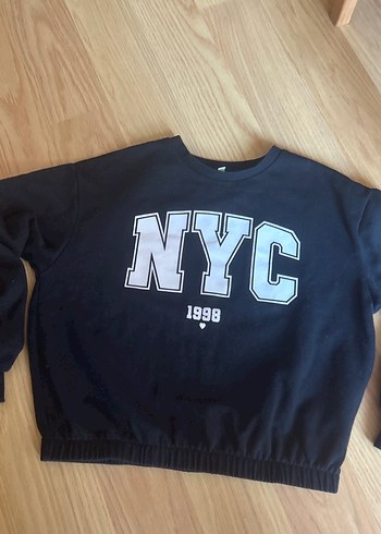 Siyah NYC Baskılı Kadın Sweatshirt