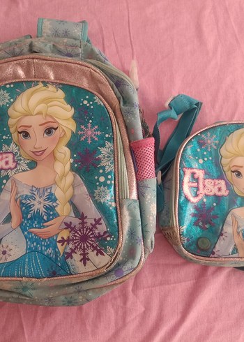 Elsa Temalı Mavi Çocuk Okul Çantası