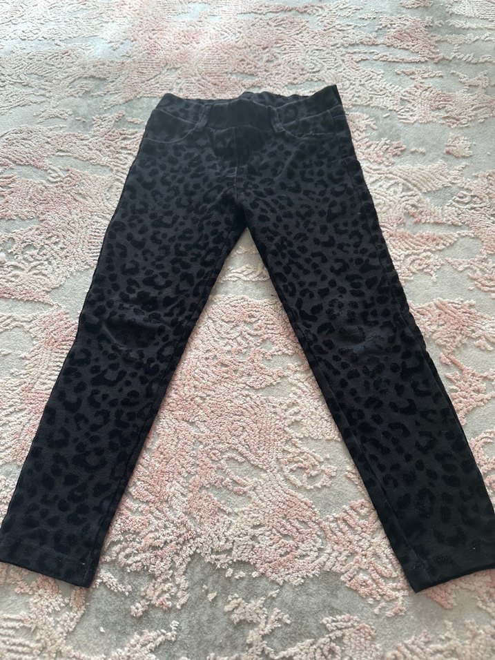 Kız Çocuk Siyah Leopar Desenli Tayt - Görsel 2