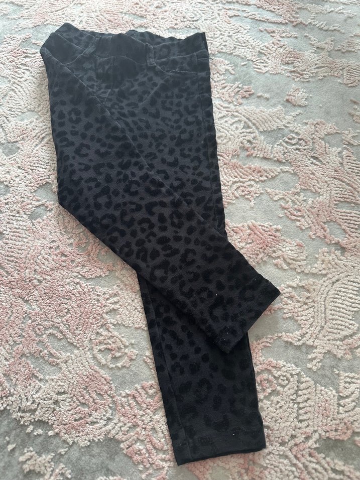 Kız Çocuk Siyah Leopar Desenli Tayt - Görsel 5