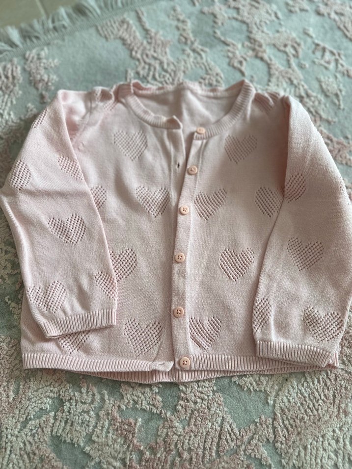 Kız Çocuk Pembe Örgü Hırka - Görsel 2