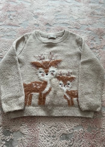 Kız Çocuk Bej Nakışlı Triko Kazak - Görsel 7