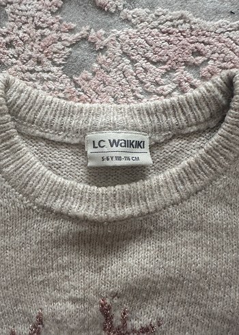 Kız Çocuk Bej Nakışlı Triko Kazak - Görsel 6