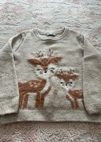 Kız Çocuk Bej Nakışlı Triko Kazak - Görsel 10