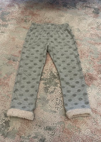 Kız Çocuk Gri Kürklü Polar Tayt - Görsel 4