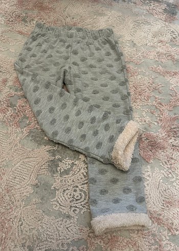 Kız Çocuk Gri Kürklü Polar Tayt - Görsel 7