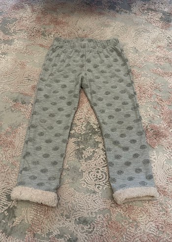 Kız Çocuk Gri Kürklü Polar Tayt - Görsel 5