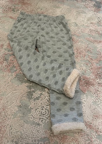 Kız Çocuk Gri Kürklü Polar Tayt - Görsel 8